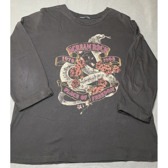 Zara Women’s Shirt Size Small Scream Rock‎ Place of Freedom Graphic 3/4 Sleeve - Picture 1 of 10